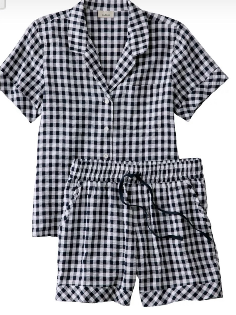 L.L. Bean Women's Black & White Gingham Short and long pant Pajama Set